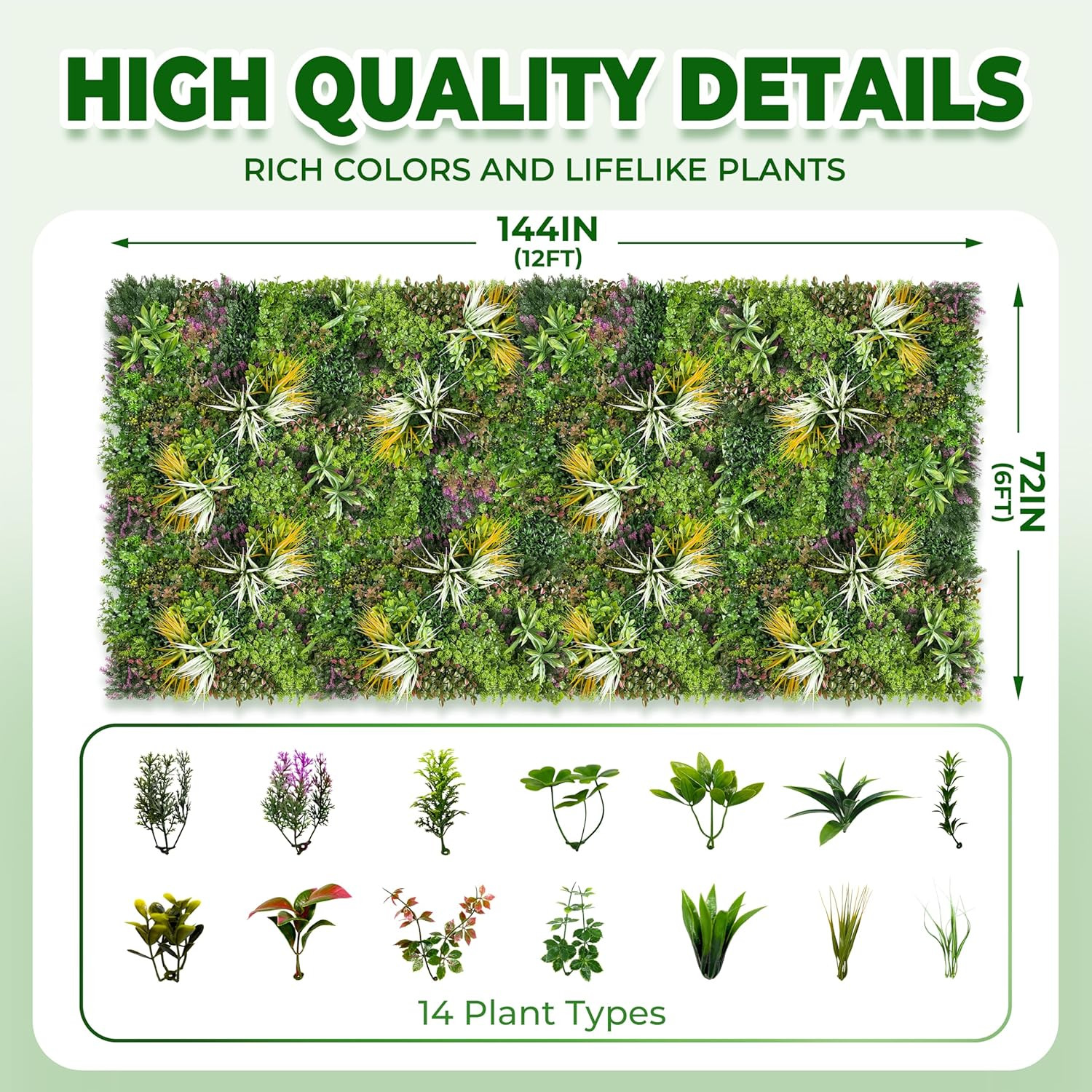 6FT x 12FT Artificial Grass Wall Panels – UV-Resistant Greenery Decor
