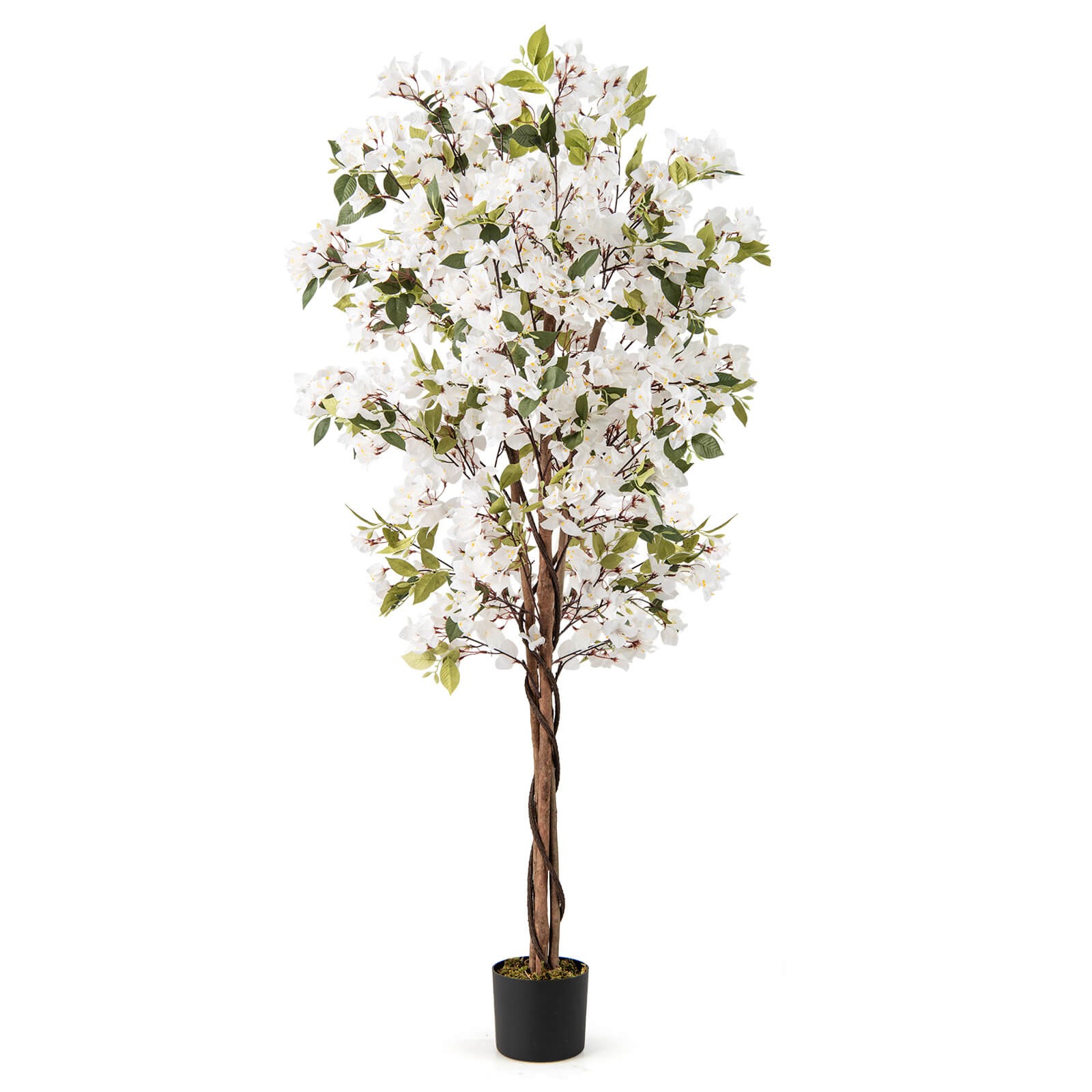 6 FT Artificial Bougainvillea Tree w/910 Flowers, 105 Leaves, Real Wood Trunk