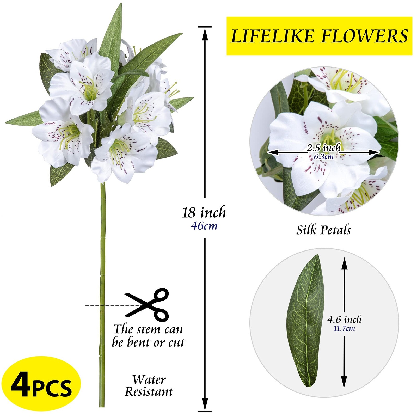 Alstroemeria Artificial Flowers 18″ Long Stems Faux Bouquet Silk Petals Weddi…