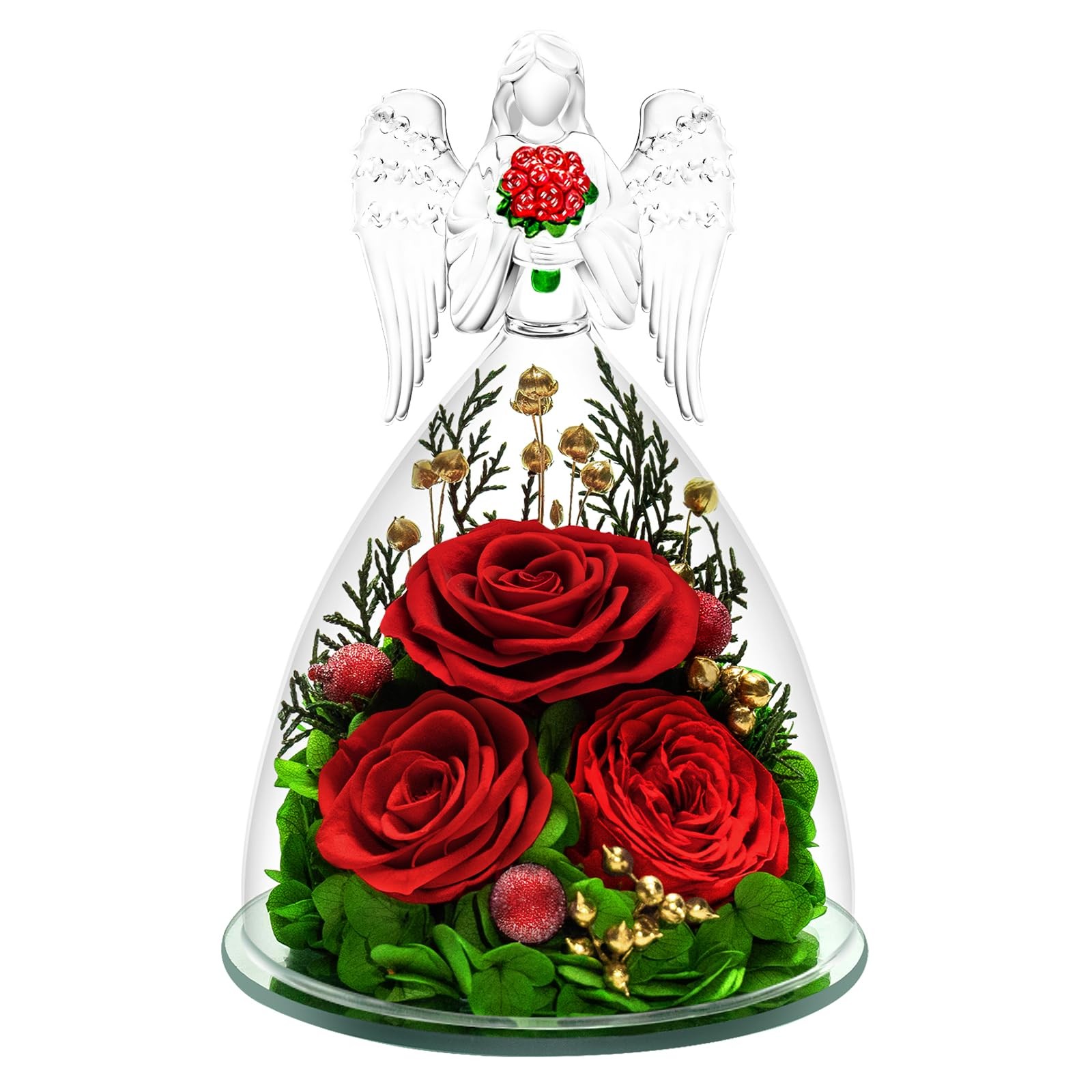 Gifts for Preserved Red Roses in Glass Angle Forever Red Flowers Gift for , M…