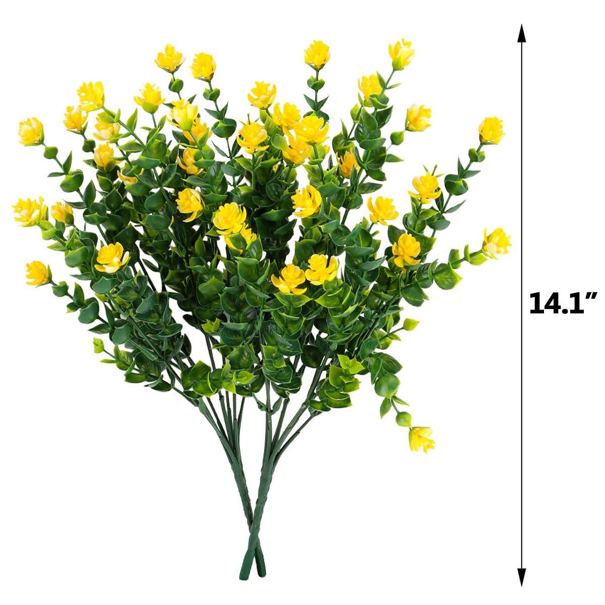 2/4/8 Bundles Artificial Flowers Outdoor UV Resistant Plastic Plant Silk Flower