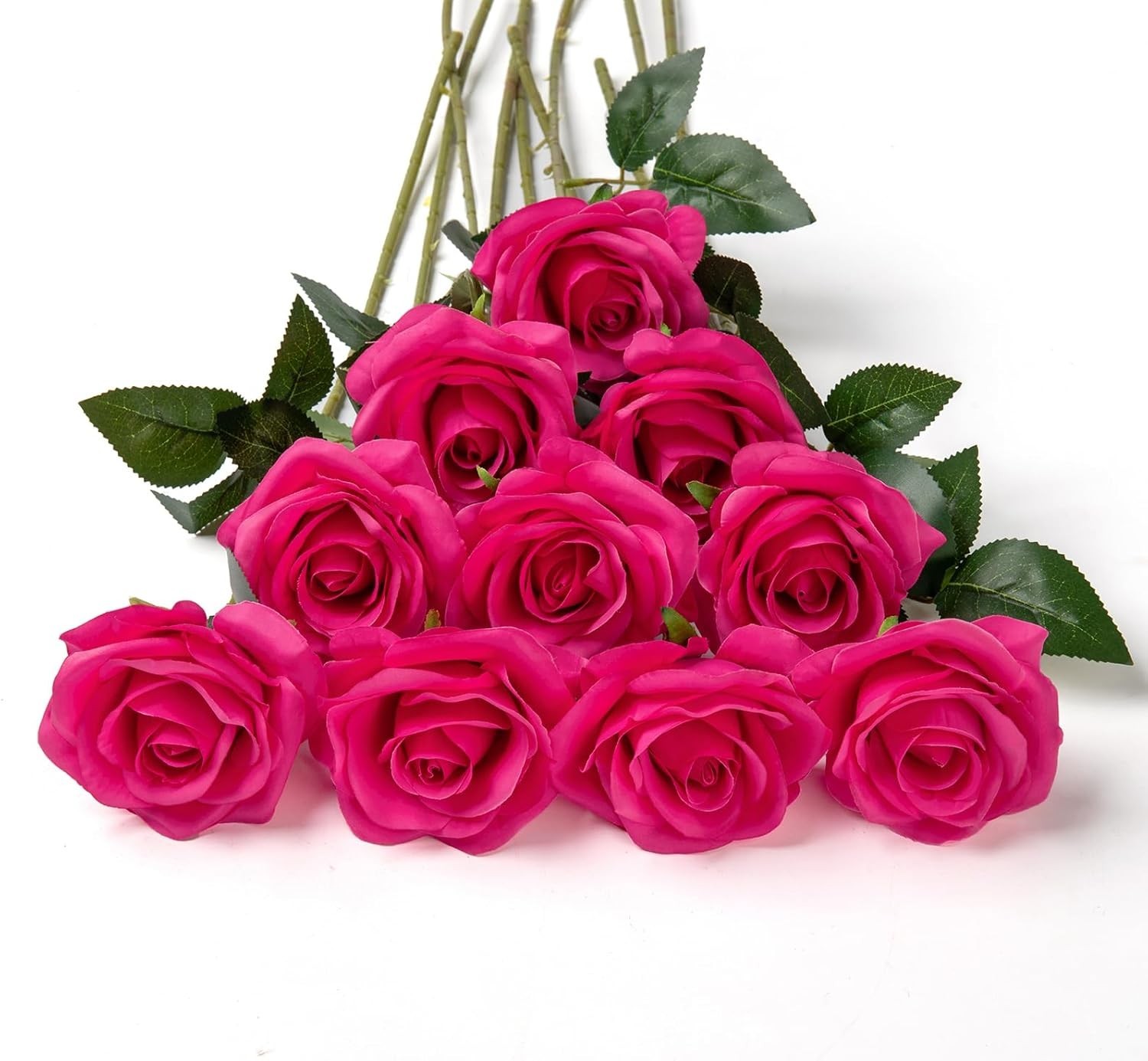 10 Beautiful Fuchsia Silk Roses – Perfect for Arrangements, Weddings & More