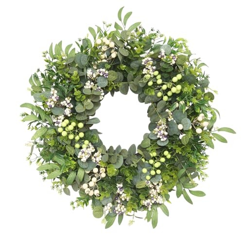 26″ Artificial Eucalyptus Wreath for Front Door, Spring Summer Farmhouse Door