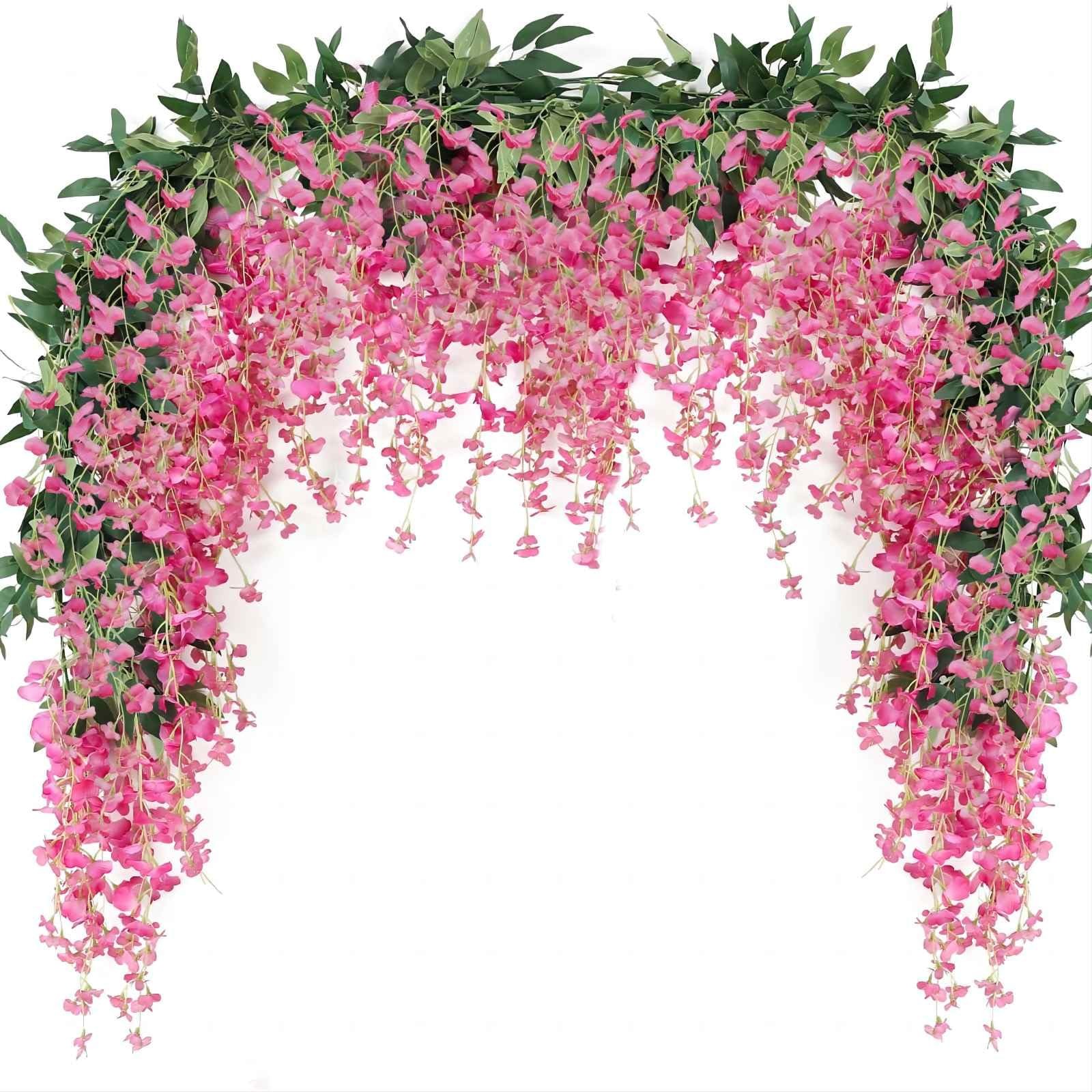 JUSTOYOU 3PCS 7FT 12 Stem Artificial Wisteria Vine Garland Fake Flower Wister…