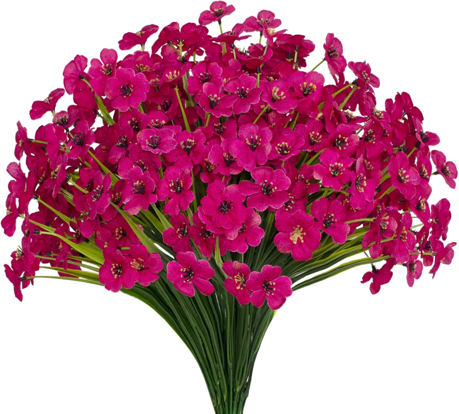 15 Bundles Artificial Flowers UV Resistant Outdoor Plants No Fade Faux Plastic S