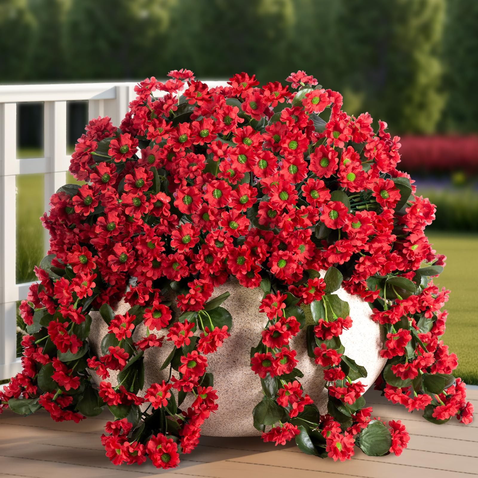 INXUGAO Artificial Fake Hanging Flowers Plants for Outdoor Summer Decoration,…
