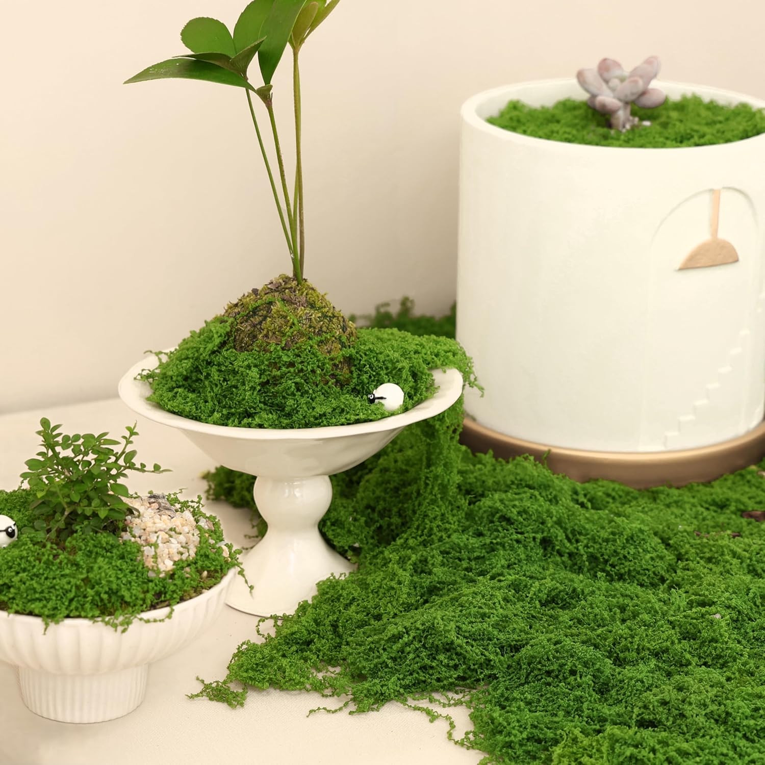Fake Green Moss for Potted Plants Indoor, 5.3Oz Artificial Moss for DIY Crafts,