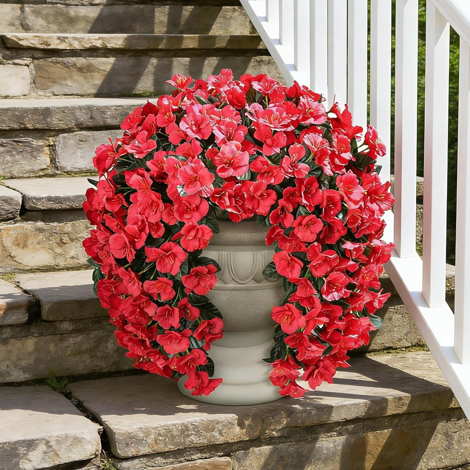 Fake Hibiscus Artificial Hanging Flowers Plants for Outdoors Decoration, 2Pcs Si