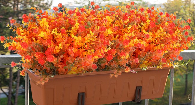 24 Bundles Artificial Fall Flowers Outdoor Indoor Decoration, Fake Plastic
