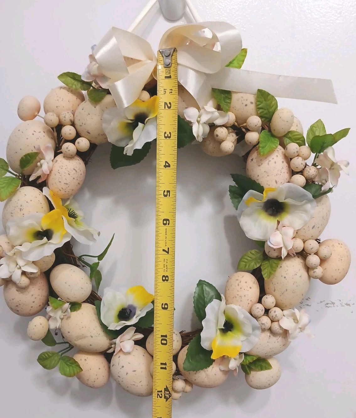 Farmhouse Chicken Eggs Door Wreath 12″ Summer Spring Easter Cottage Grannycore