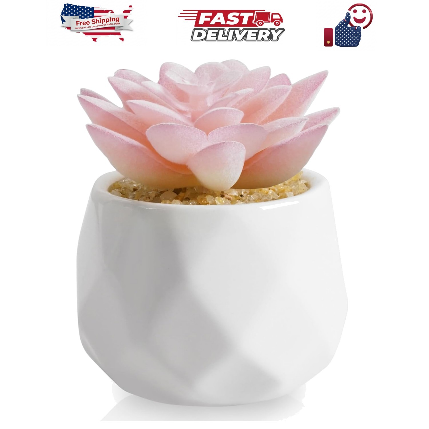 Mini Succulents Plants Artificial in Pots-Rose Pink, Christmas Small Fake Suc…