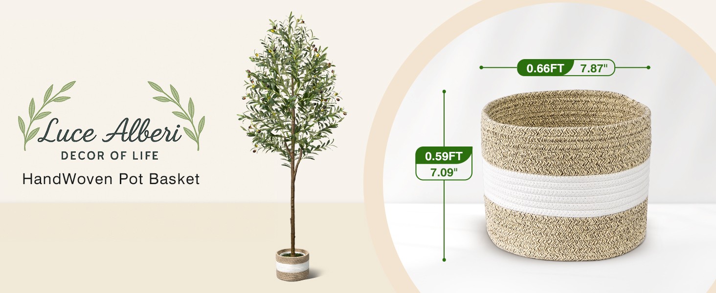 6FT Artificial Olive Tree – Indoor Tall Faux Olive Trees with Planter&Basket,
