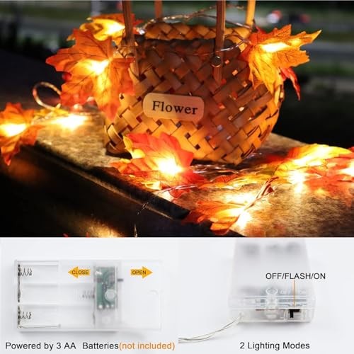 2 Pack Fall Decorations for Home Maple Leaf Lights Multicolored, Total 2 PACK
