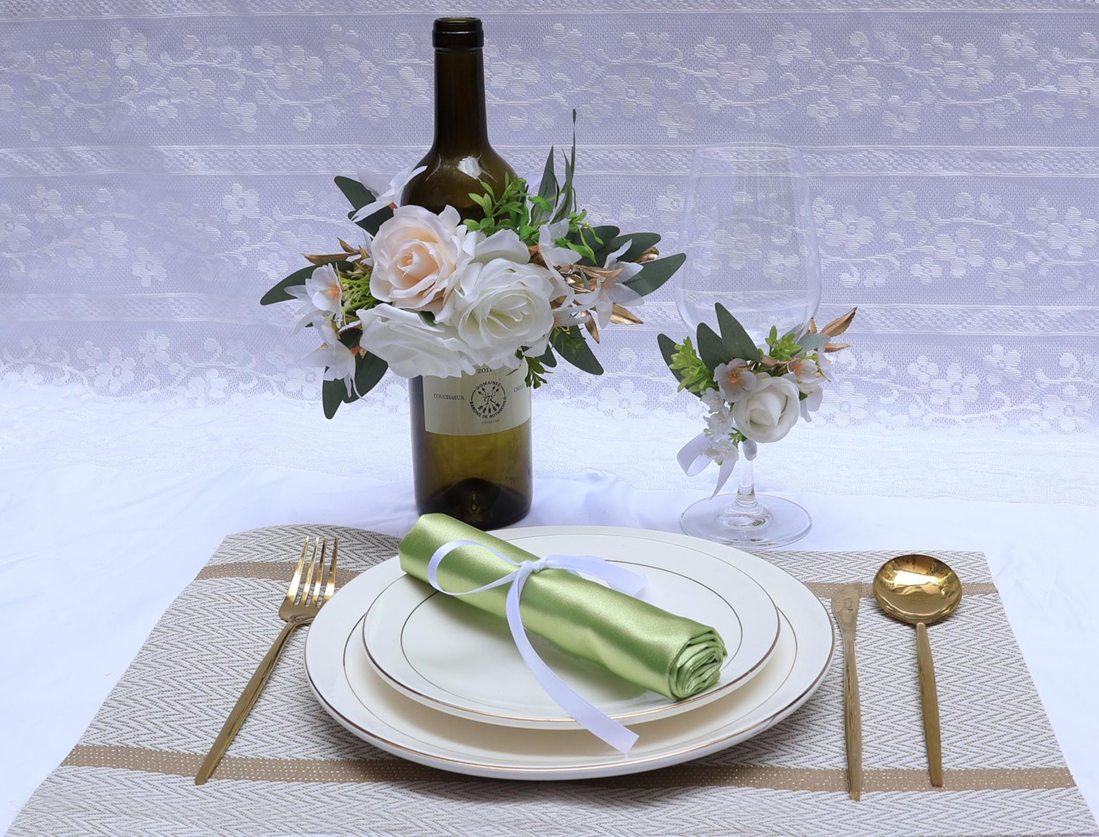 6 PCS Wine Cup Flower Set White Artificial Flowers Table Decor
