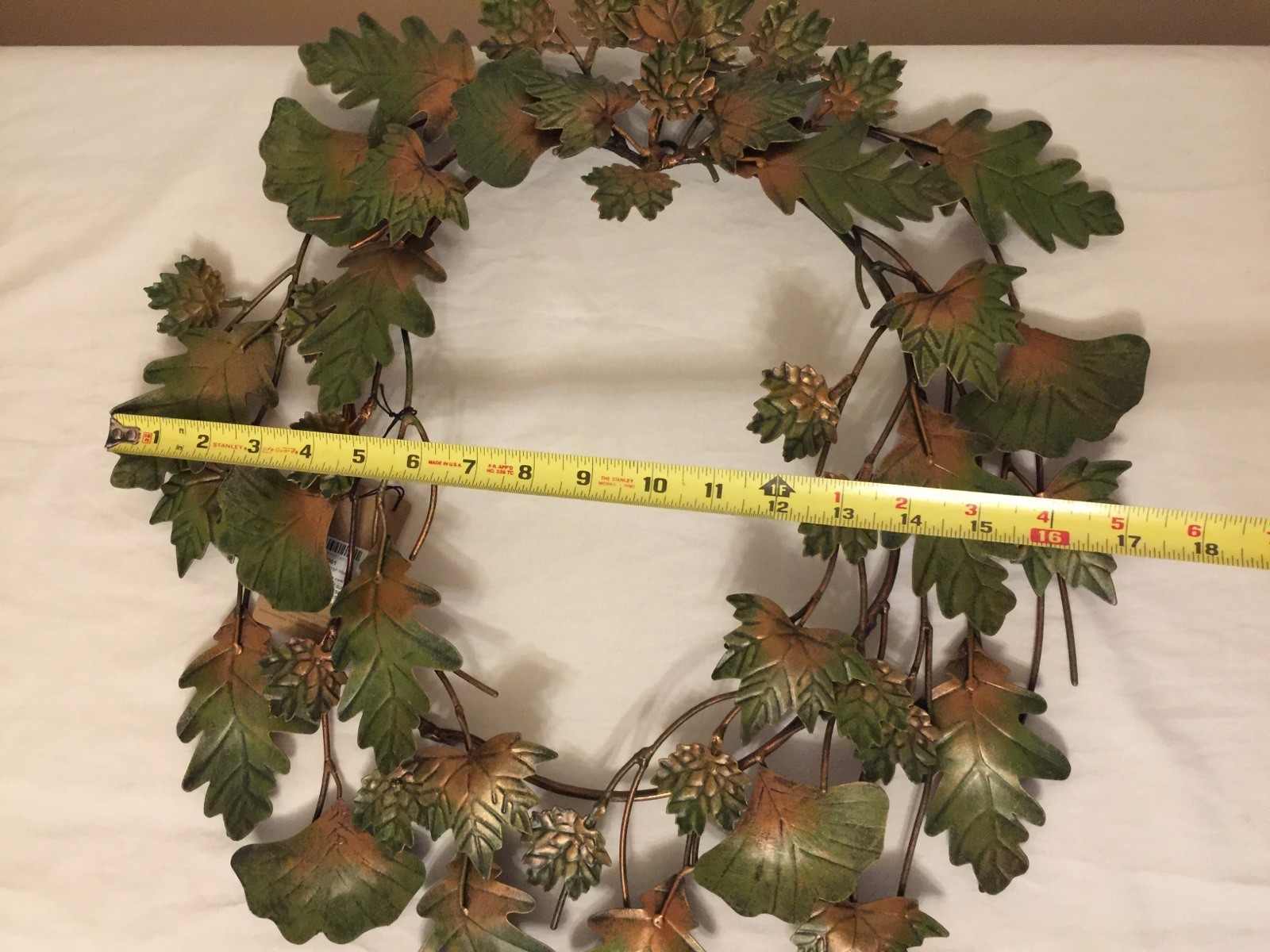 NWD Green Metal Evergreen Enterprises Leaf Wreath Wall Decor 20” H X 18” W