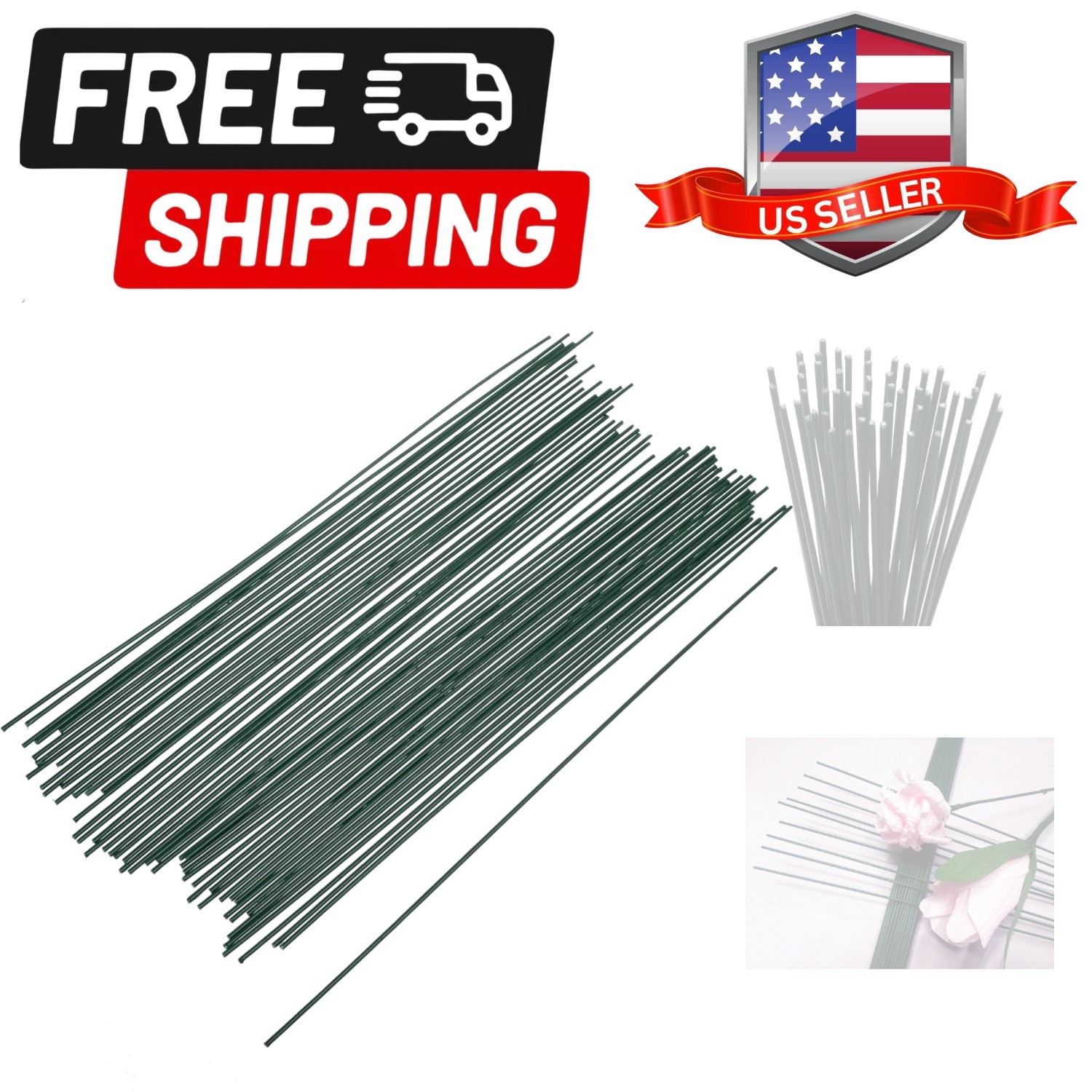 Pack of 50 Pcs Dark Green Floral Plant Stakes Artificial Flower Stub Stem for…