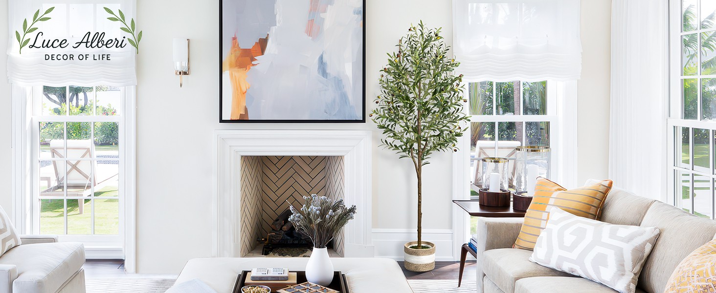 6FT Artificial Olive Tree – Indoor Tall Faux Olive Trees with Planter&Basket,