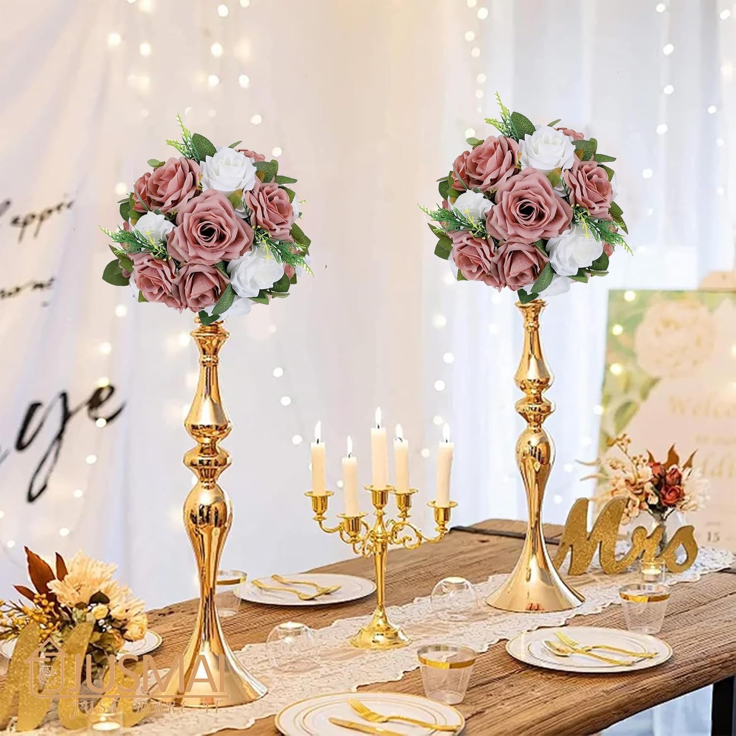 4 PCS Dusty Rose Artificial Flower Ball Table Centerpieces Silk Kissing Ball