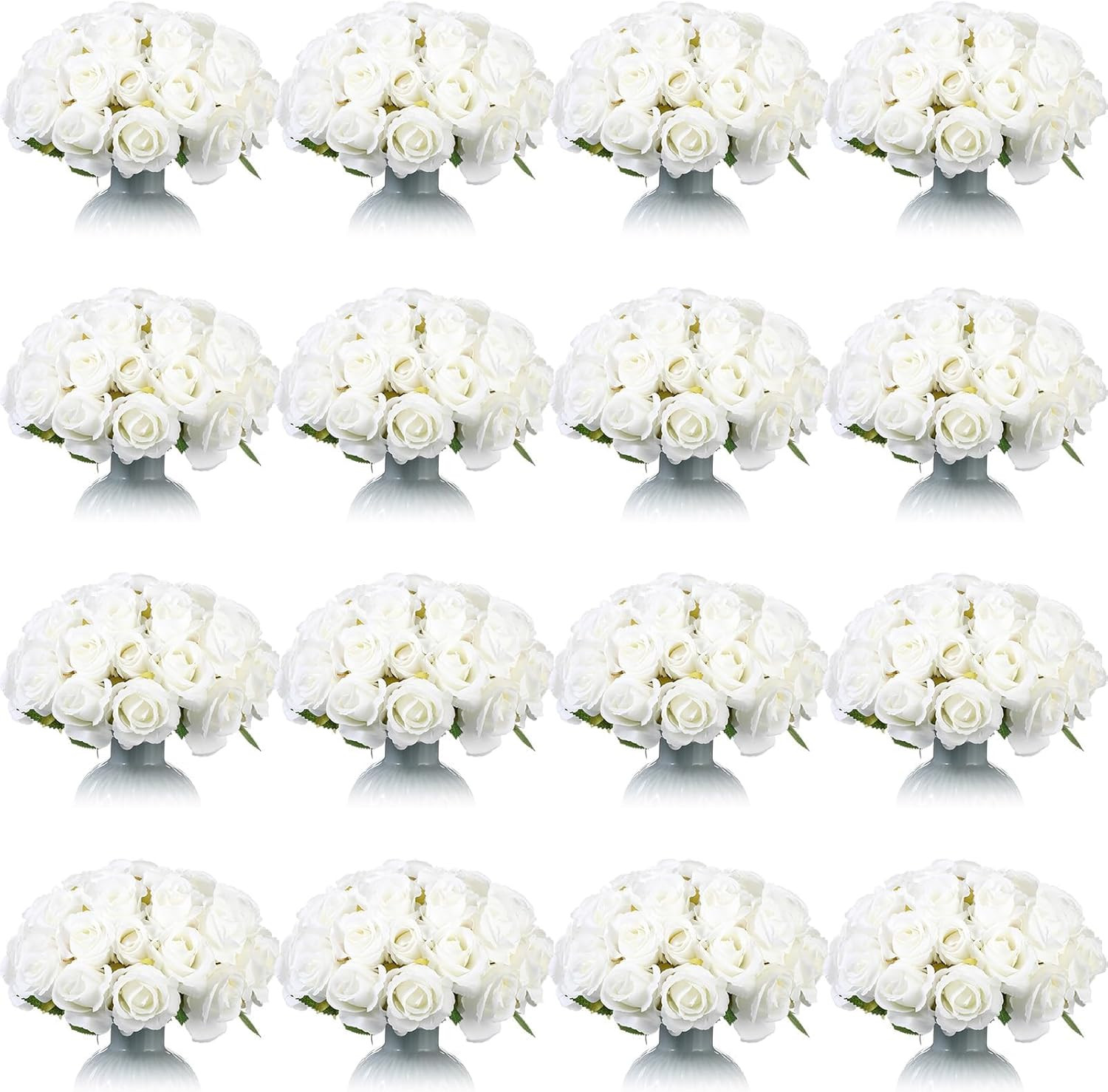 240 Pcs White Silk Artificial Rose Flowers for Weddings & Home Decor