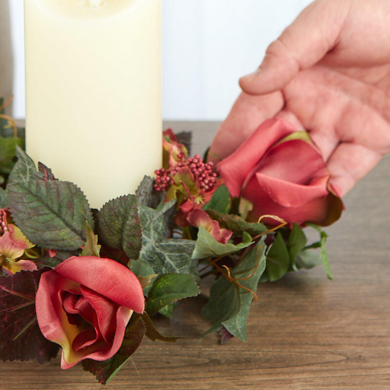 Package of 4 Rust Colored 10″ Artificial Rose Candle Rings