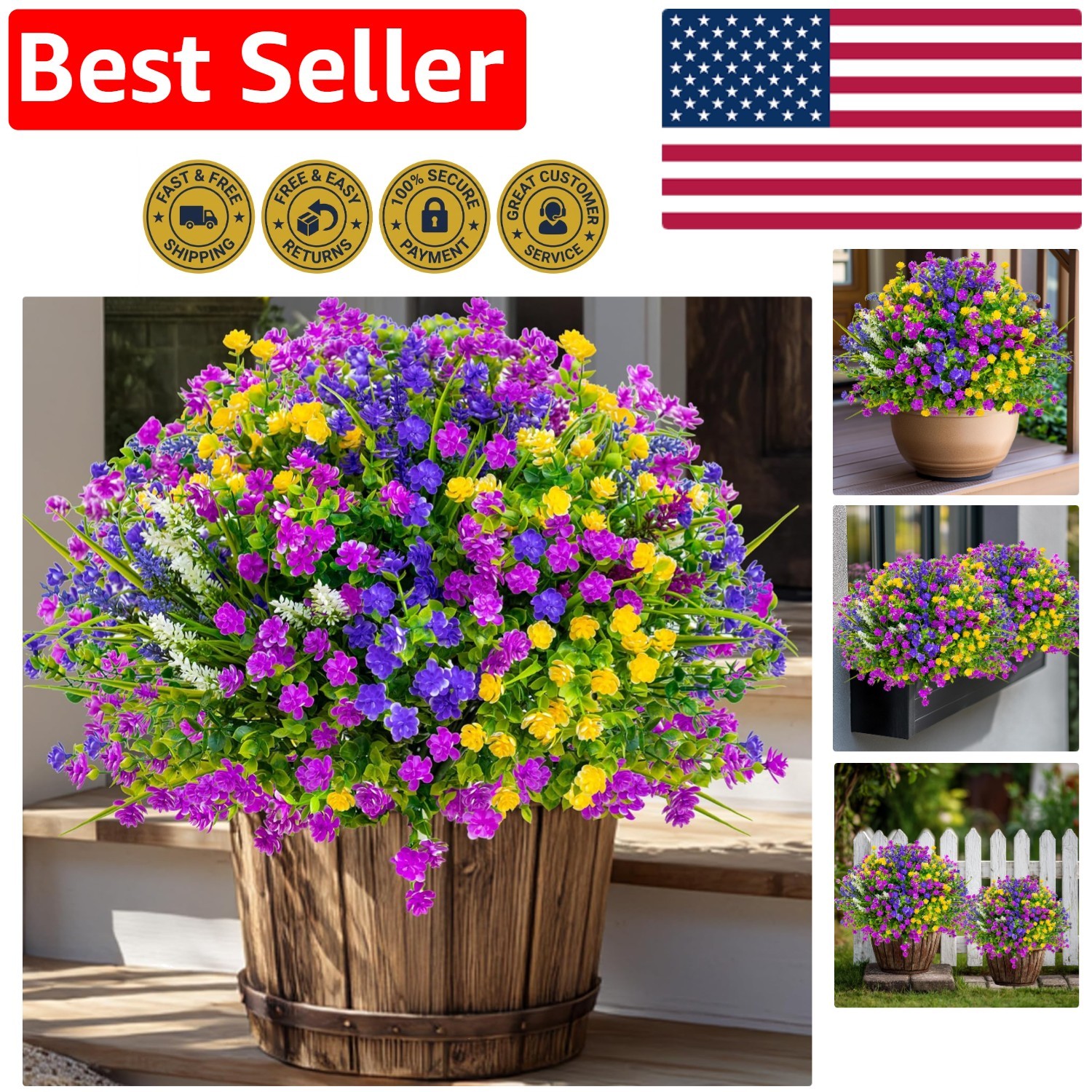 Durable 12pcs Faux Flowers – UV Resistant and Beautiful for Home Decoration