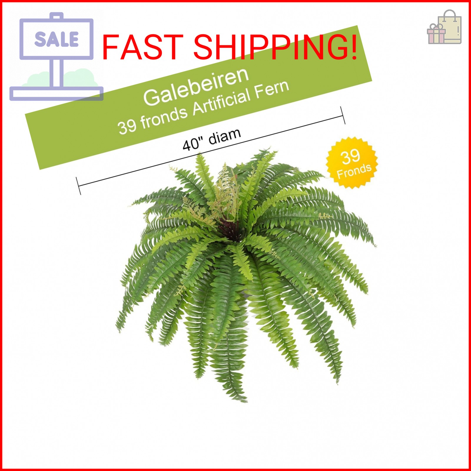 Galebeiren Artificial Ferns for Outdoors & Indoors, 40in Large Faux Ferns 39 Fro