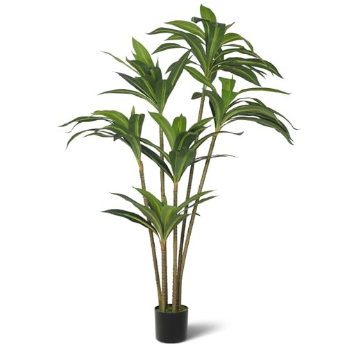 5FT Artificial Tree Dracaena Plant in Decorative Pot-Realistic Fake Plant 5ft