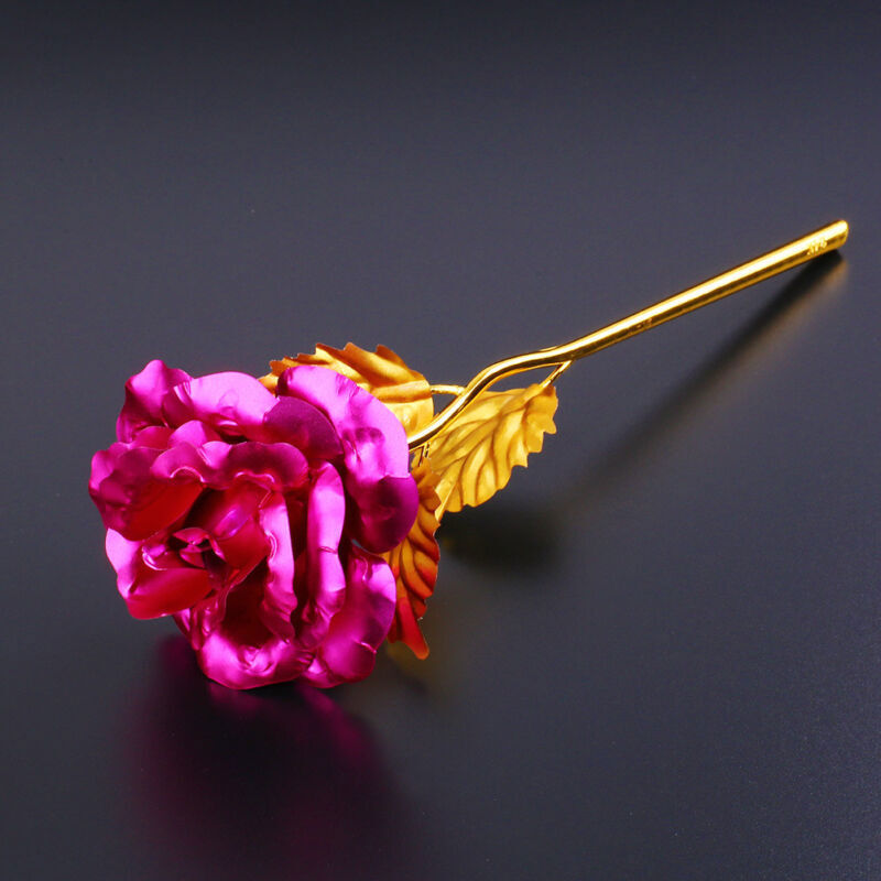 24k Gold Plated Golden Rose Flowers Anniversary Mothers Day Girlfriend Gift