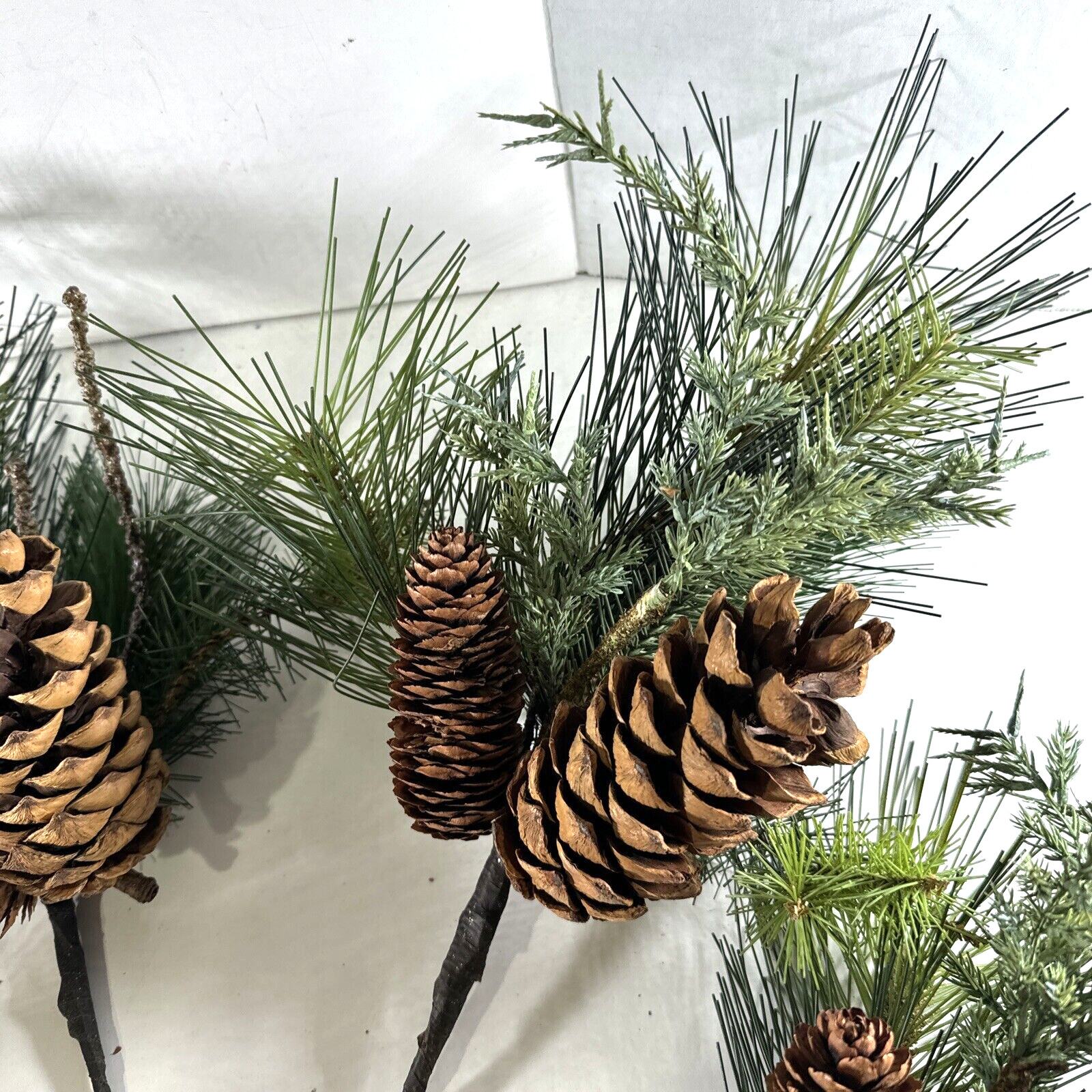 4X ESTATE Vintage PIER 1 Pinecone Stems Faux 13″ Branches CHRISTMAS DECOR