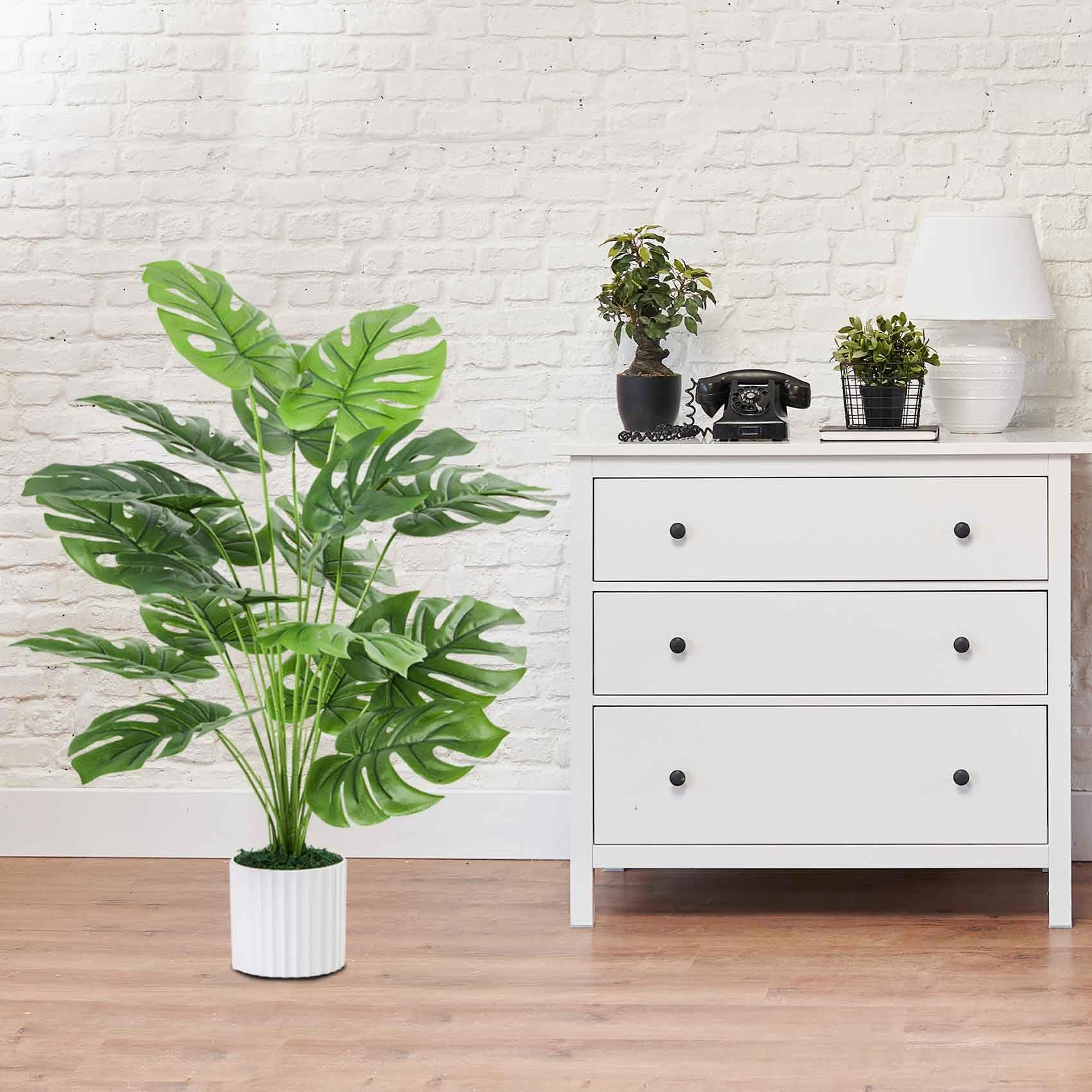 28″ Fake Plants Large Artificial Plants Indoor Tall Faux Monstera Plant for Home