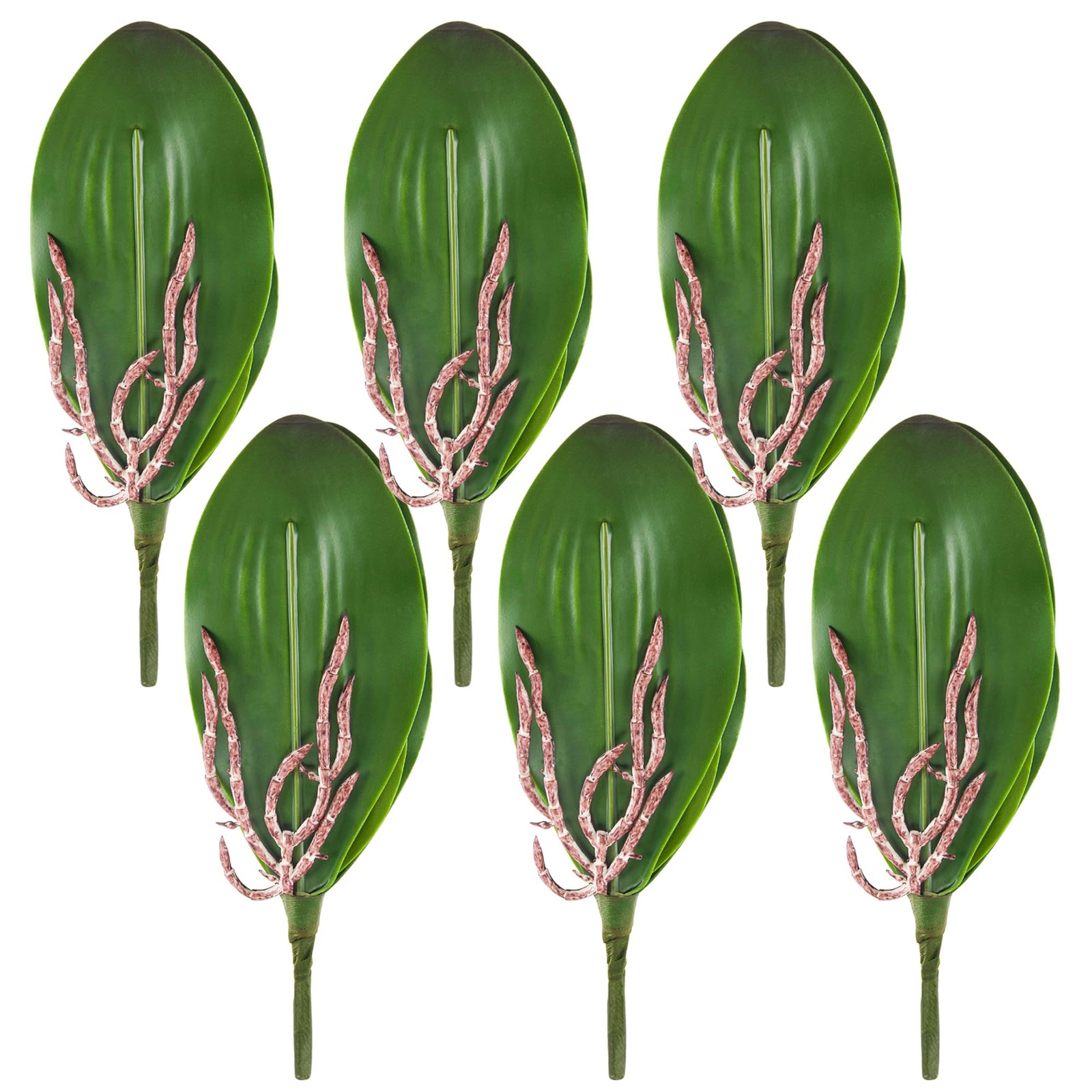 Fake Orchids 6 Pack Artificial Orchid Leaves Faux Greenery Stems for Vase She…