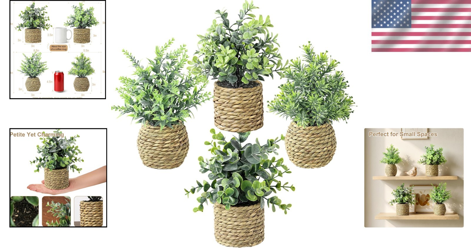 Elegant Artificial Greenery Set in Natural Woven Baskets | Low Maintenance