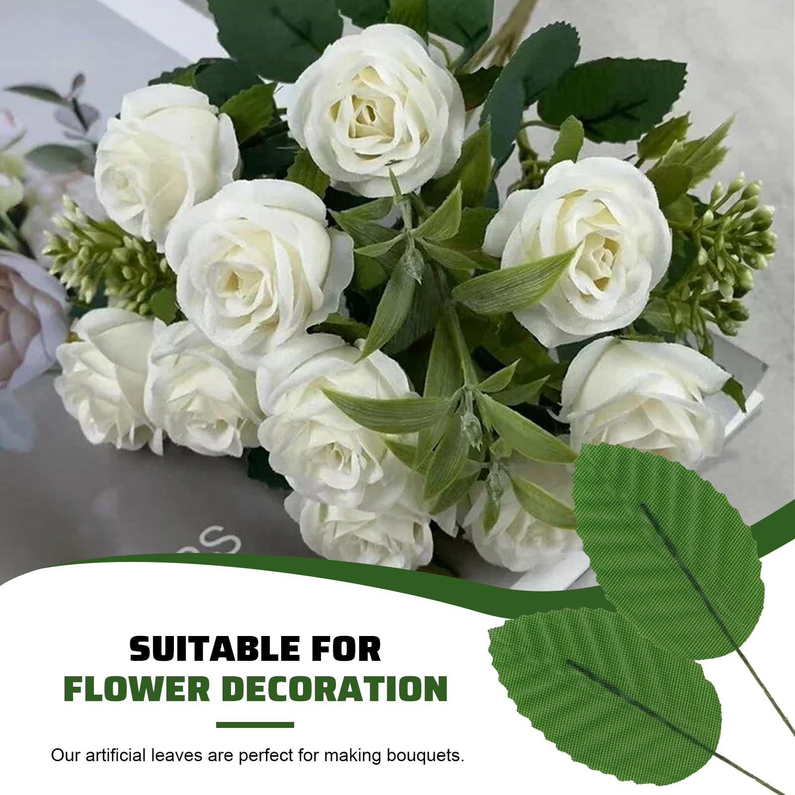 200 PCS Artificial Leaves Single Dark Green Leaf Decor Bouquets Wreath Vines
