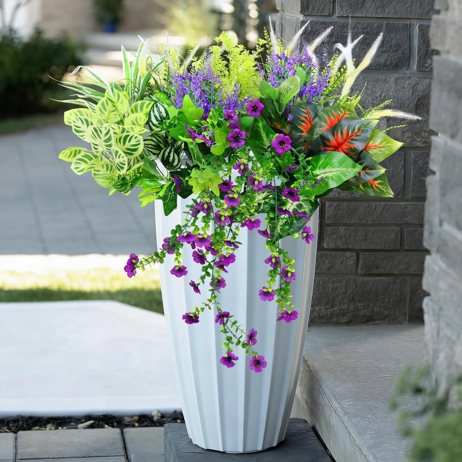 Maintenance-Free 14 Pack of Realistic Fake Plants for Pots & Window Boxes