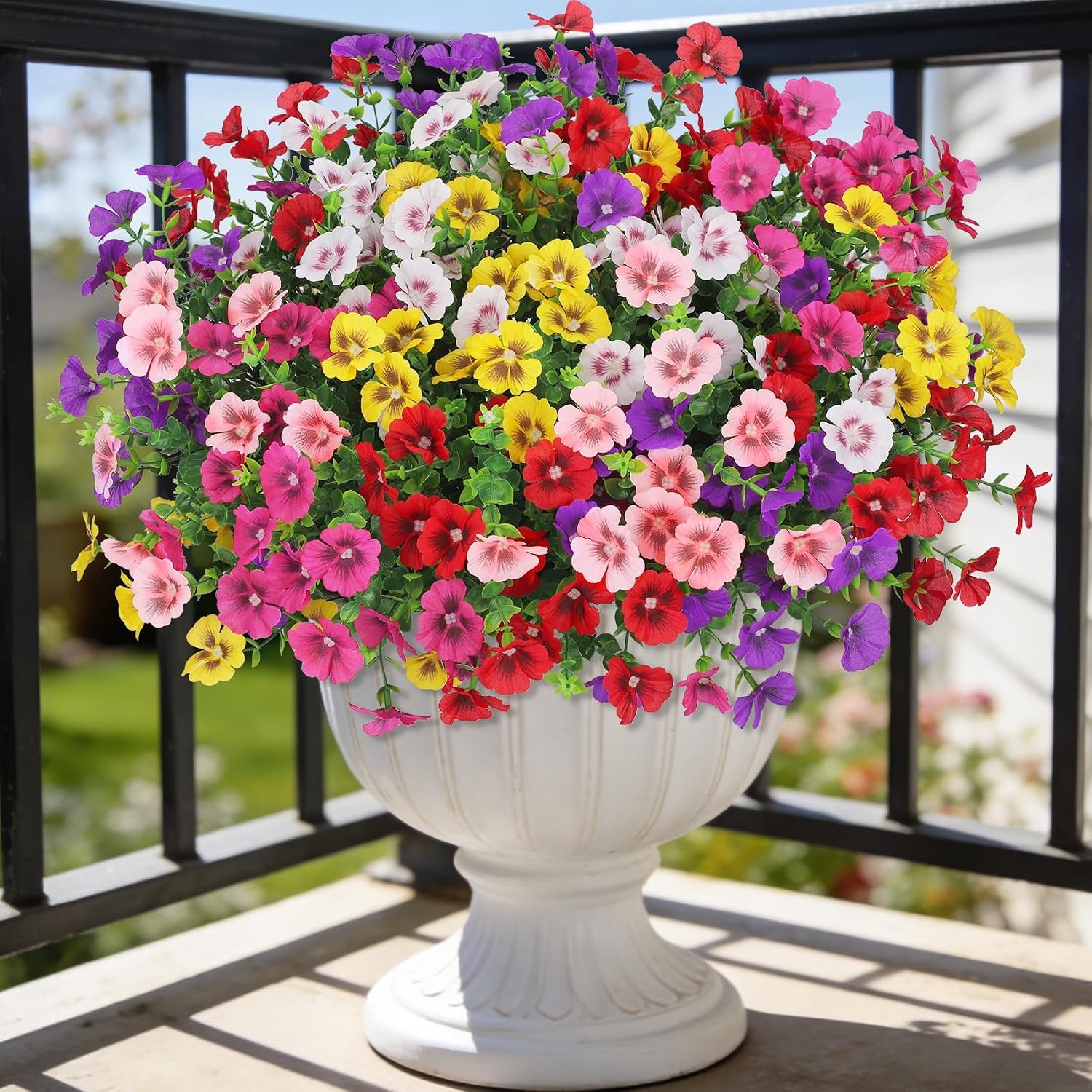 Artificial Flowers for Outdoors, Fake Silk Flowers UV Resistant Garden