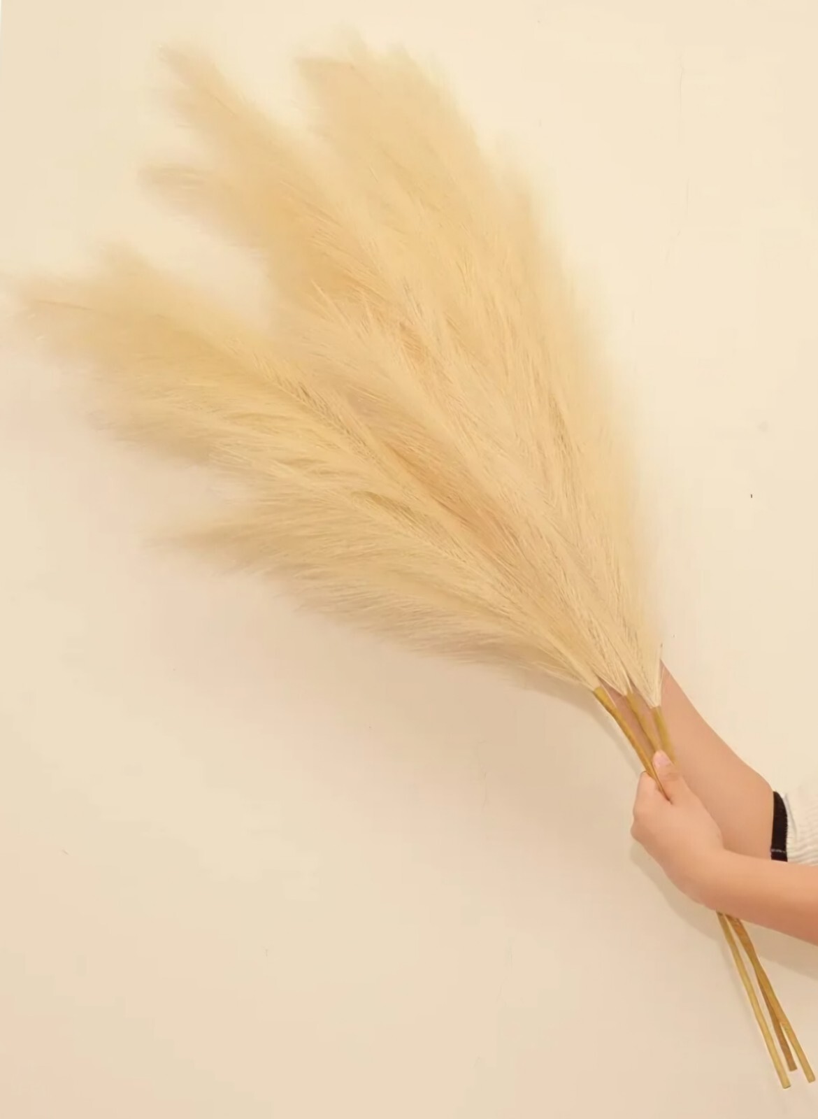 45″ Faux Pampas Grass Decor No Shed Pet Child Safe Fluffy Beige 3 PC Tall Large