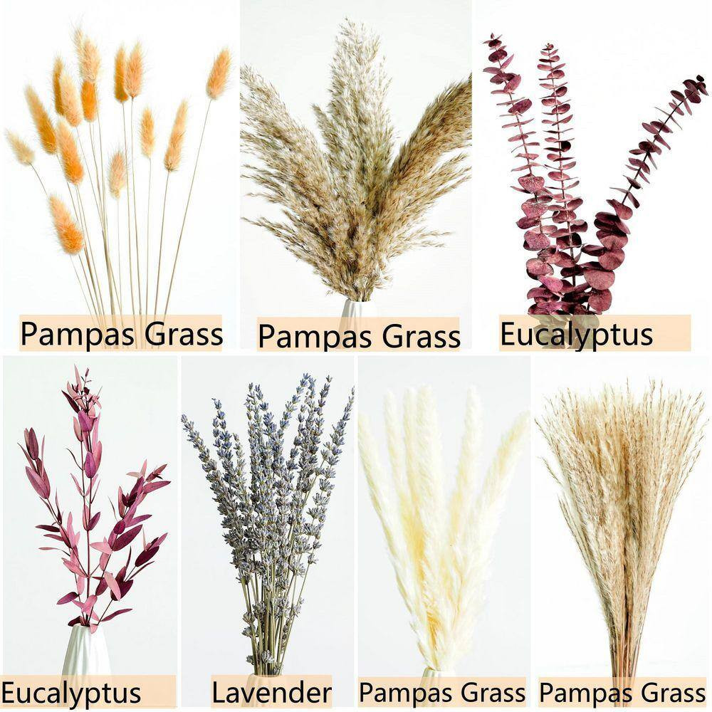 17 In. Red Pampas Grass Bouquet Indoor Artificial Lavender and Eucalyptus Dried