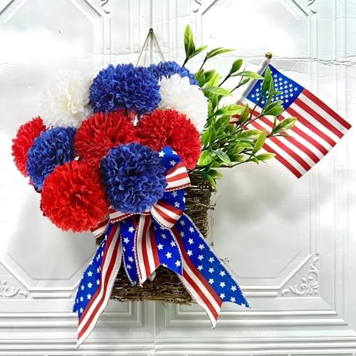 Rowfad 12 Pcs Artificial Chrysanthemums Flowers Patriotic Flowers 4th of July…