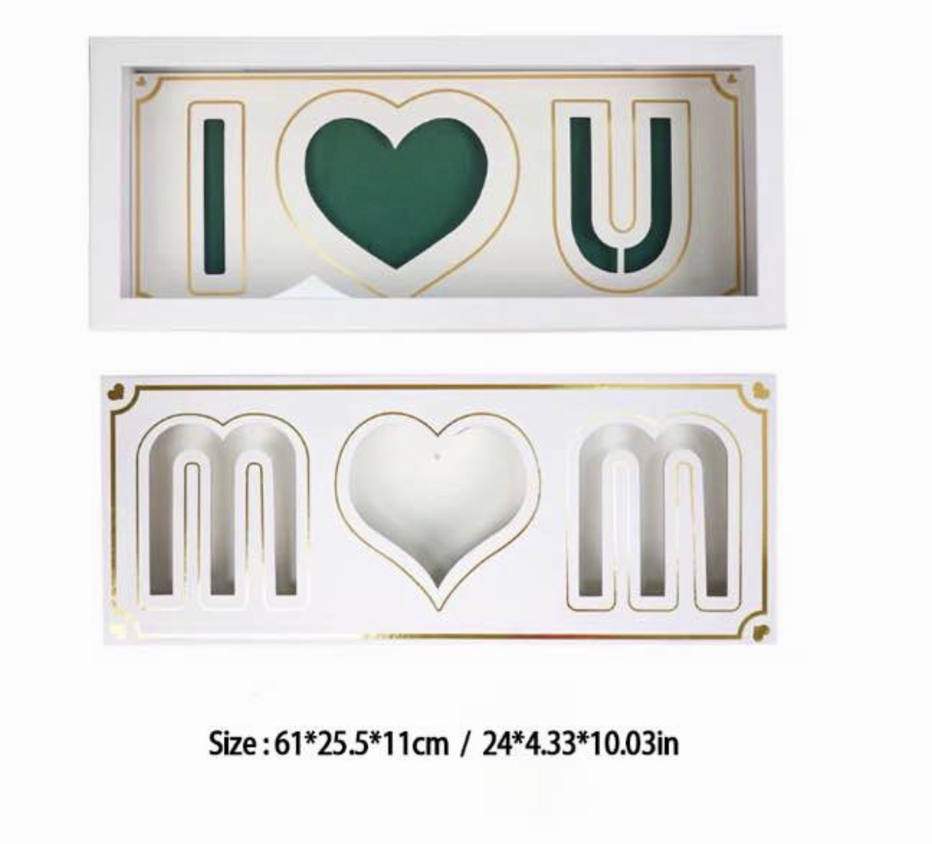 Love Theme Artificial Wall Plaque Wall Decor Green/White/Gold 24 x 10.03 in