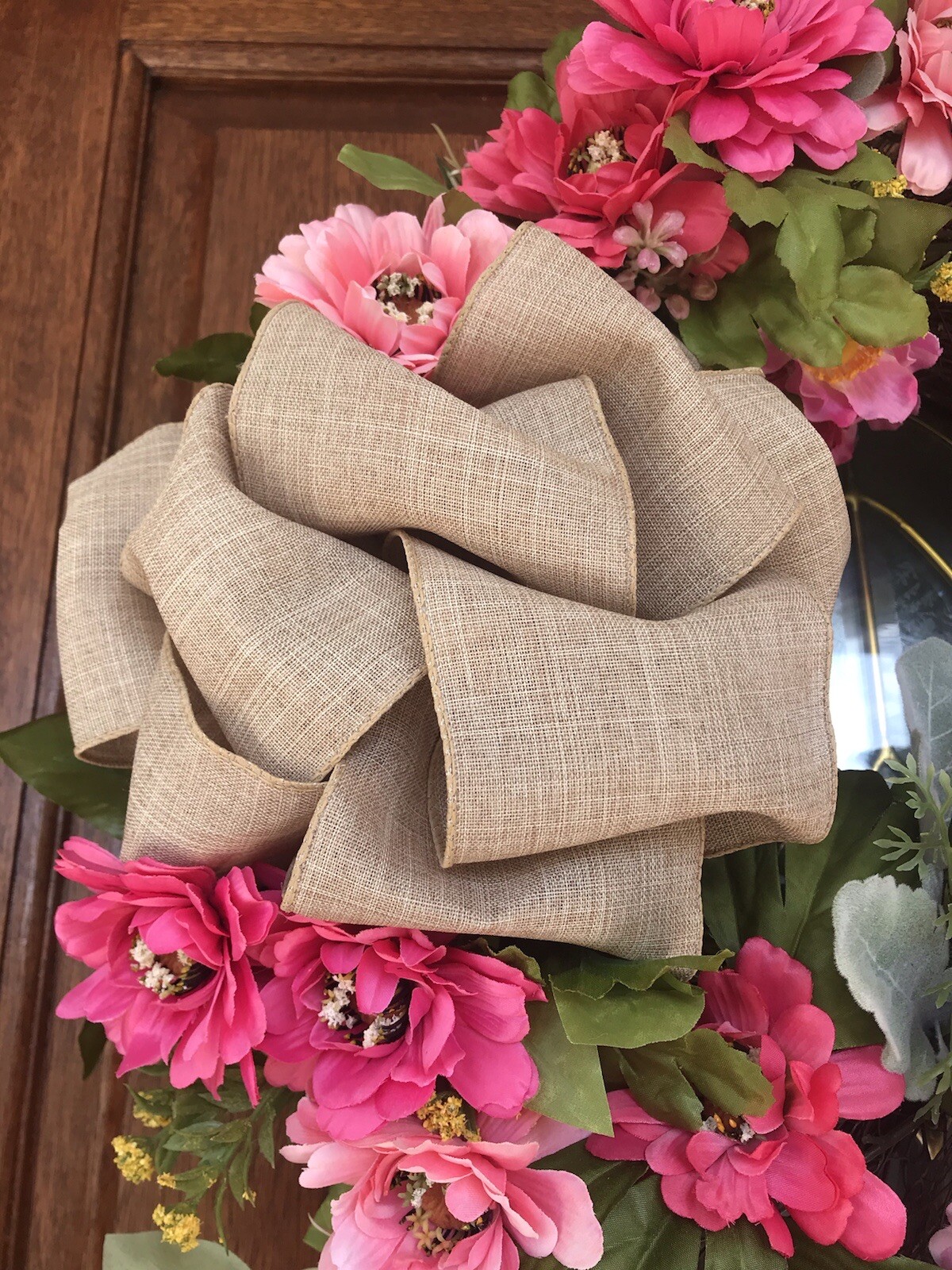 20” Pink Zinnia Wreath For Year Round Use free shipping