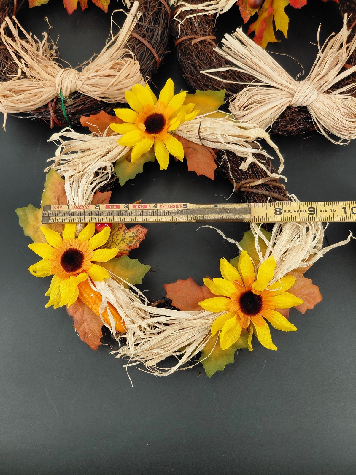 Fall Wreath & Garland Decor Set Artificial Sunflower Grapevine Autumn Home Door