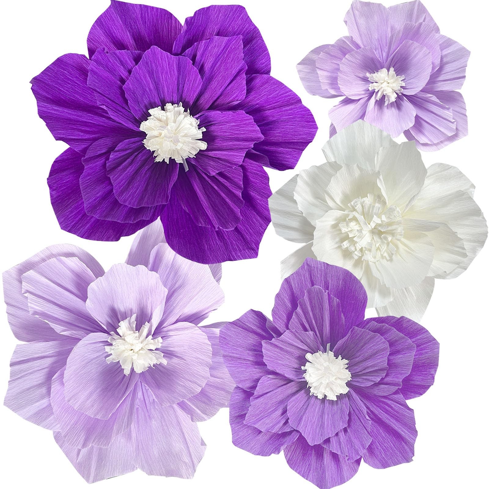 Purple Paper Flowers 3D Wall Décor Birthday Party Decorations Women