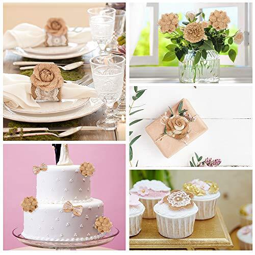 24PCS Burlap Flowers, 8 Styles Natural Handmade Rustic Rose Flower Bowknot