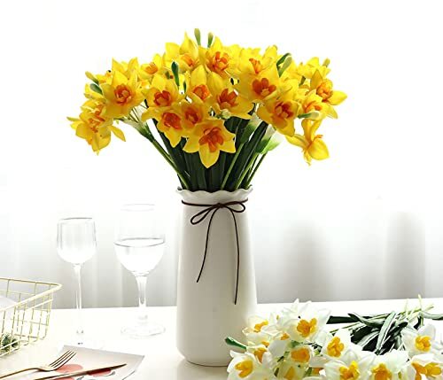 Pcs Artificial Daffodils Flowers Narcissus Faux Spring Flowers Fake 10 Yellow