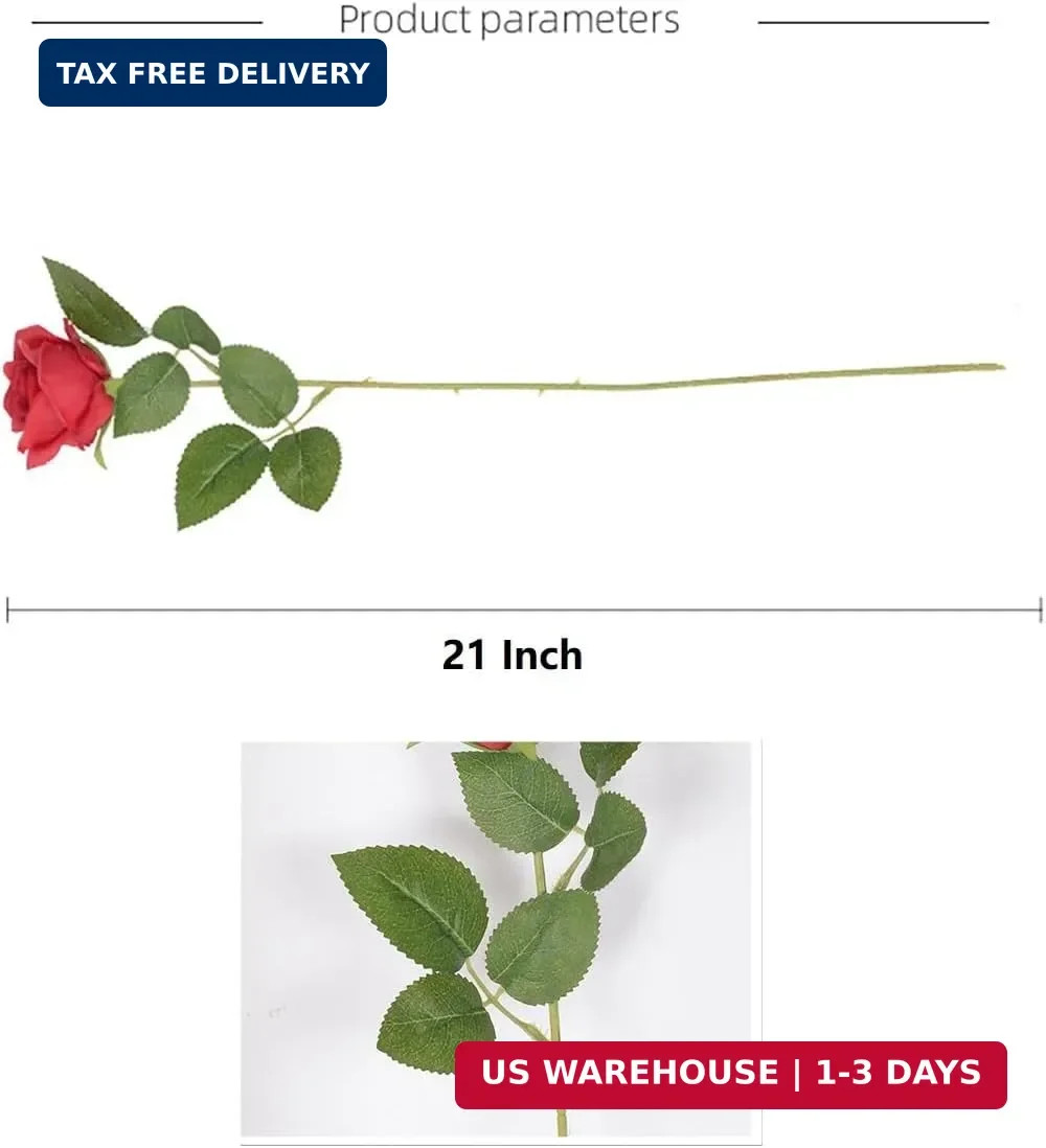 Wine Red Fake Roses Artificial Flowers 10 Pcs Real Touch Silk Faux Roses with Lo