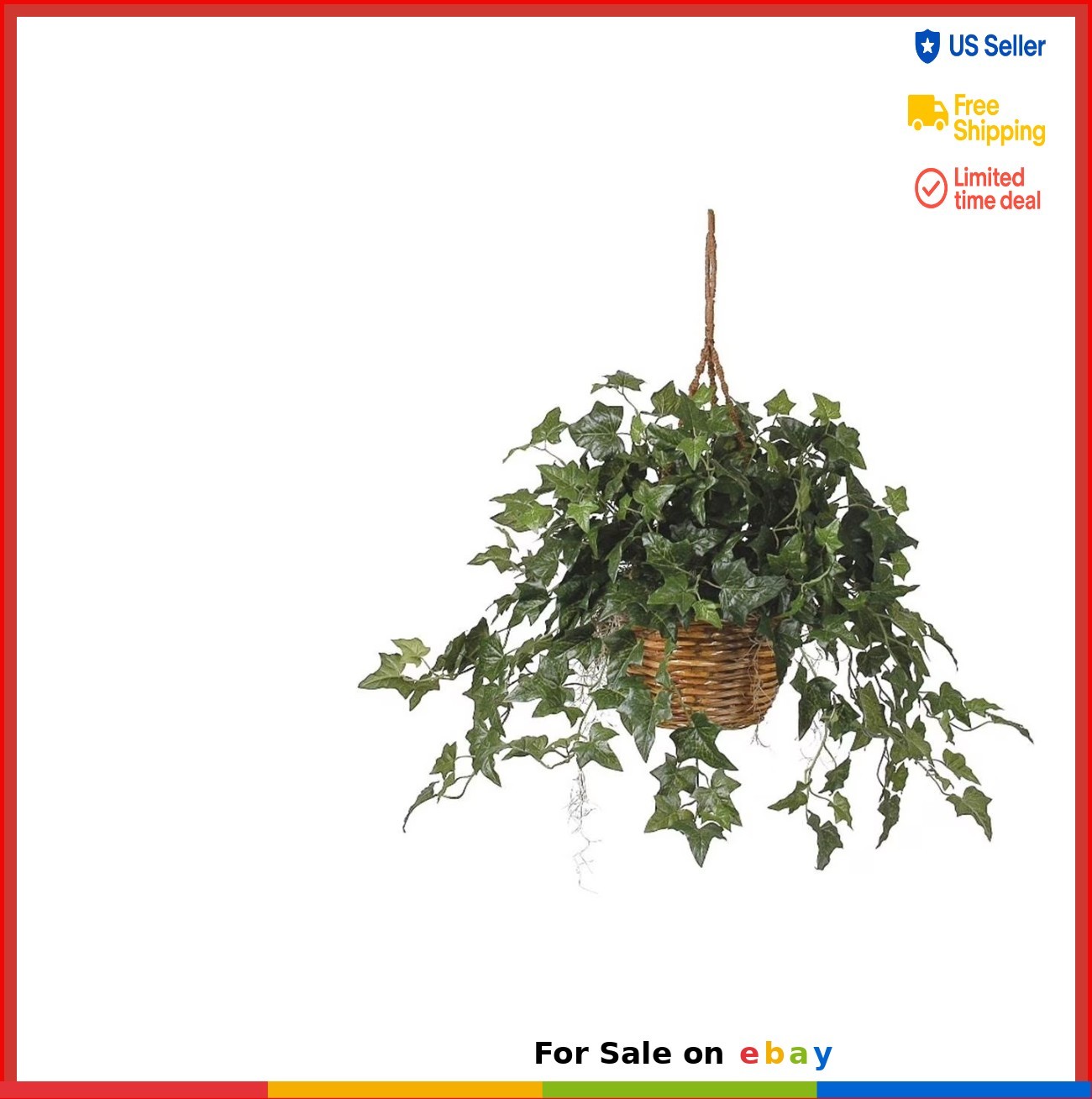 26 Inch Hanging Basket Artificial English Ivy Plant Silk Greenery Home Decor