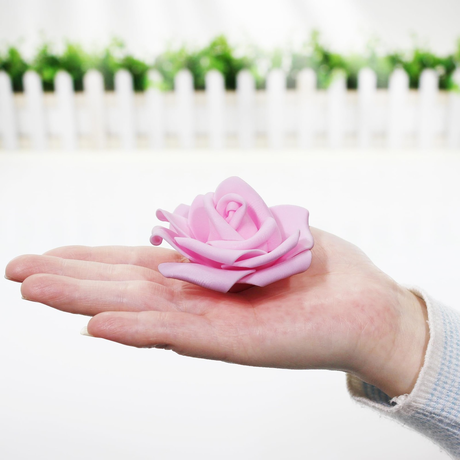 100 PCS 3 Inch Light Pink Artificial Fake Foam Rose Head Flowers Decor