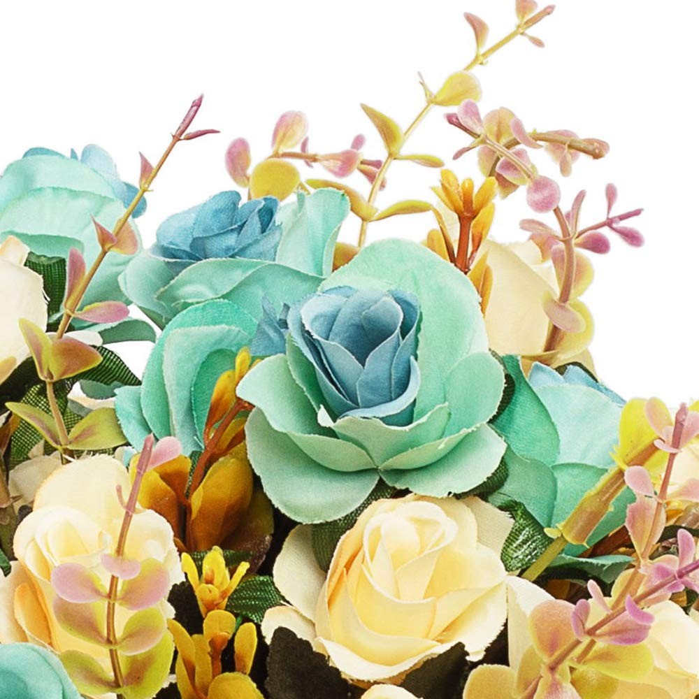 Moomass 4 Bunches of Artificial Roses. 48 Small Roses. Plastic Silk Flower