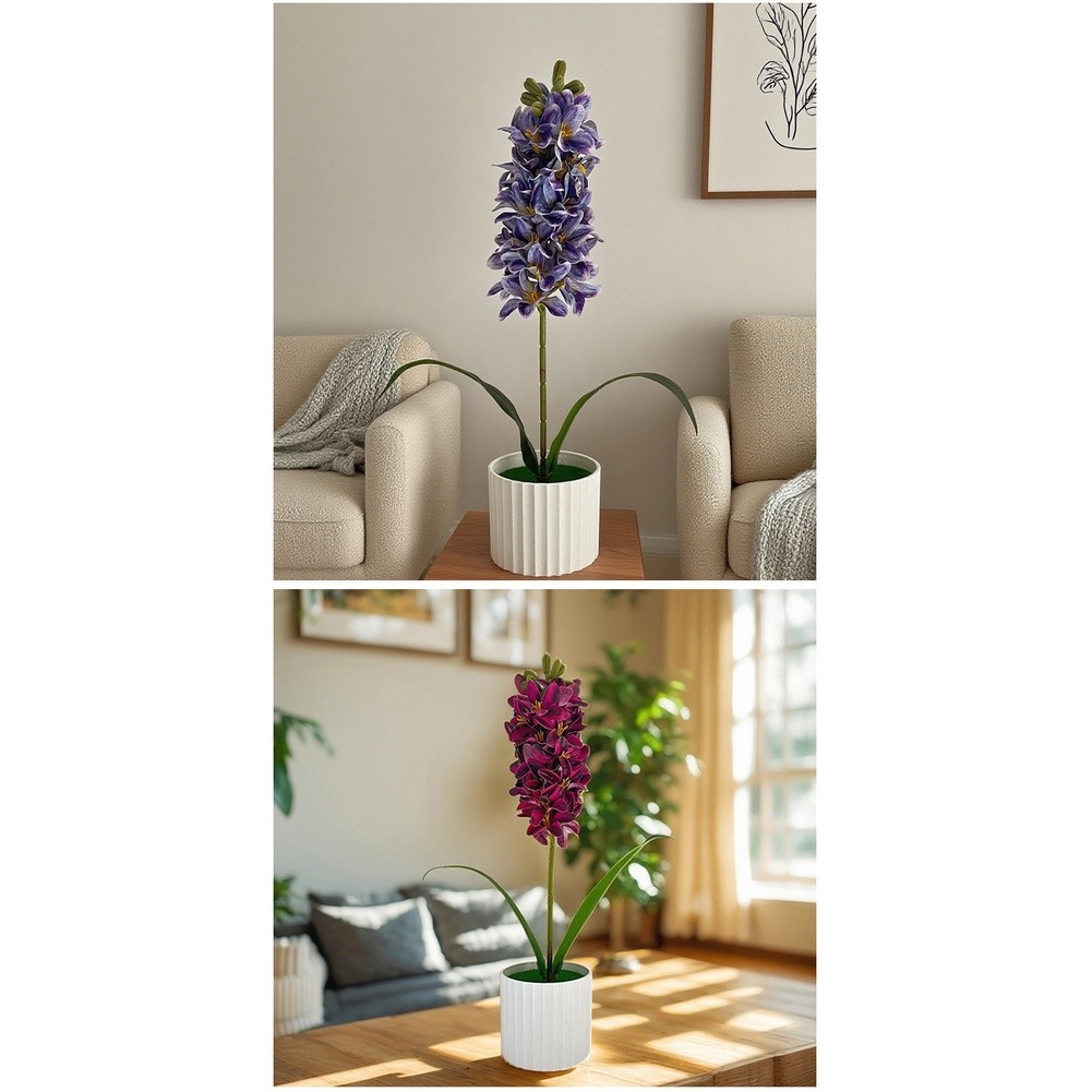 Hyacinth Floral Decor in Pot for Table Centerpiece For Home Office Use