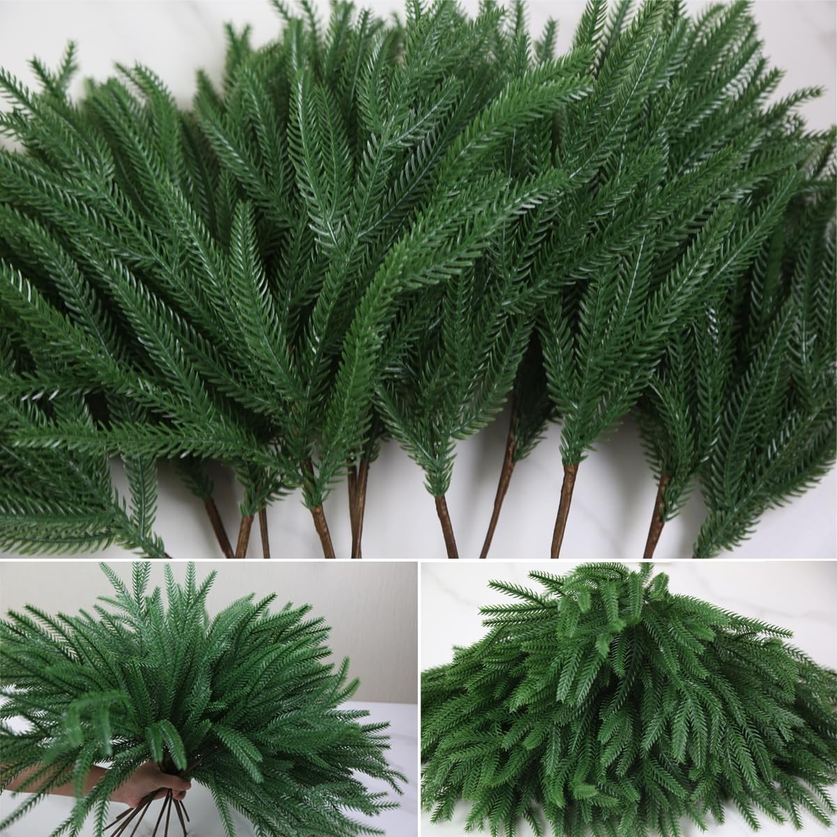 18″ Real Touch Norfolk Pine Stems for Christmas Decoration, Artificial Pine B…